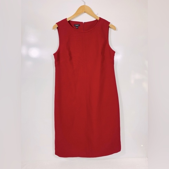Talbots Womens Sleeveless Shift Dress Wool Blend Red Sz 10 Career Office Classic - Picture 2 of 9
